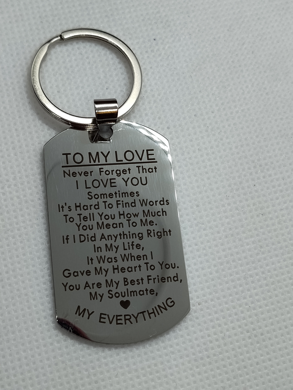 Engraved 'To My Love' Stainless Keychain - Silver